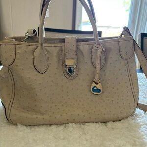 Dooney&Bourke Cream Textured Satchel with Silver Accents